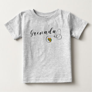Grenada Flag Heart, Grenadian Baby T-Shirt