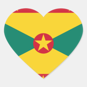 Grenada Flag Heart Sticker
