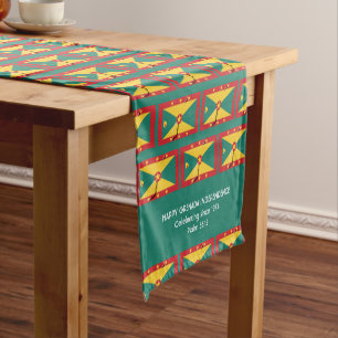 GRENADA Flag Map Customised Scripture GREEN Short Table Runner