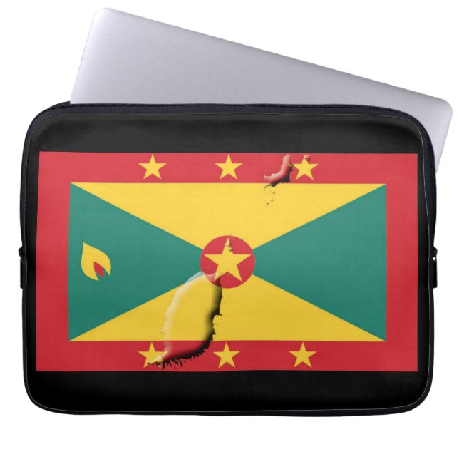 GRENADA Flag Map Patriotic Computer BLACK Laptop Sleeve (Front)