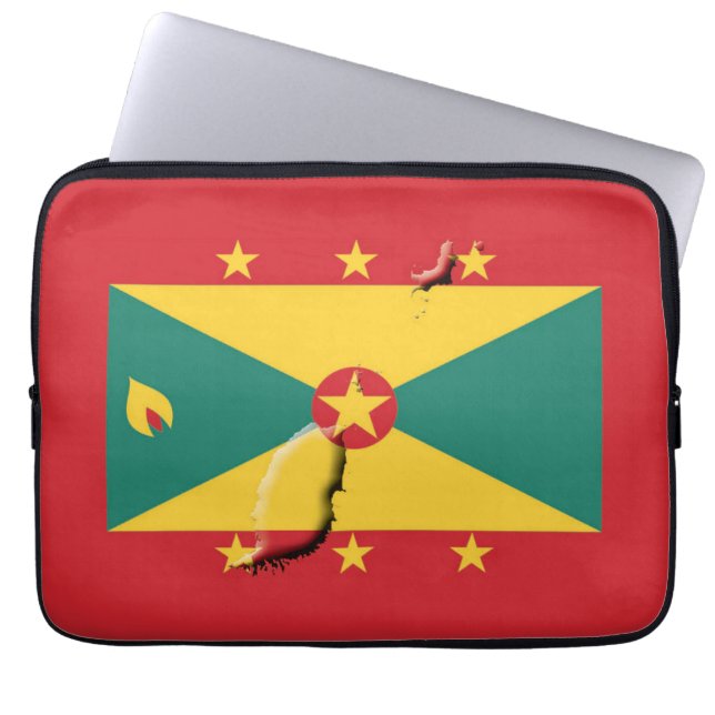 GRENADA Flag Map Patriotic Computer RED Laptop Sleeve (Front)