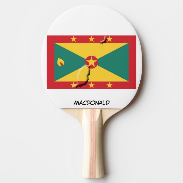 GRENADA FLAG & MAP Personalised Ping Pong Paddle (Front)