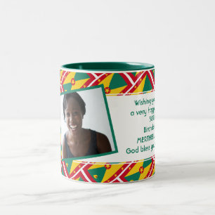 GRENADA FLAG Photo Template Add Your Text Two-Tone Coffee Mug