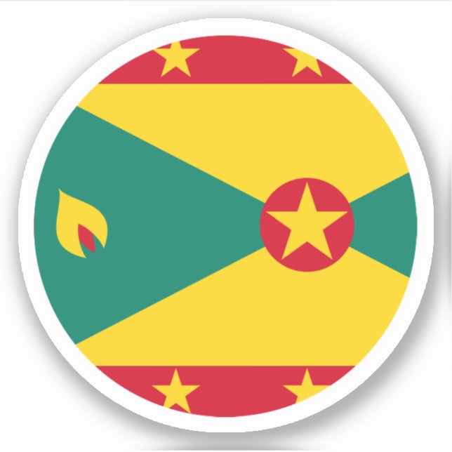 Grenada Flag Round Sticker (Front)