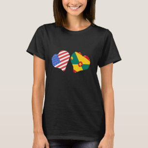 Grenada Flag USA Heart Grenadian Pride Grenadian R T-Shirt