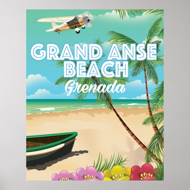 Grenada Grand Anse Beach Travel Poster (Front)