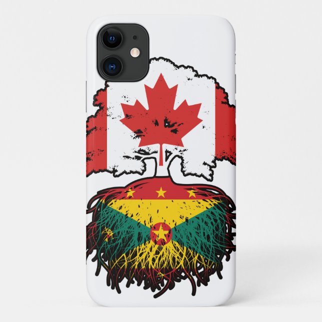 Grenada Grenadian Canadian Canada Tree Roots Flag Case-Mate iPhone Case (Back)