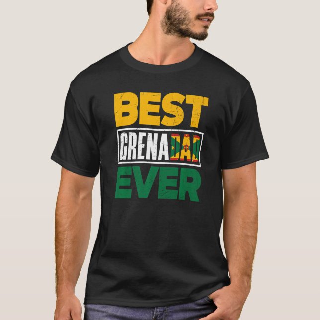 Grenada Grenadian Flag Grenadian Father Best Grena T-Shirt (Front)