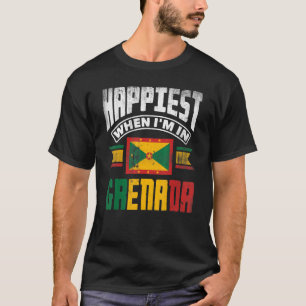 Grenada Grenadian Grenadian Flag Happiest When Im  T-Shirt