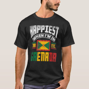 Grenada Grenadian Grenadian Flag Happiest When Im T-Shirt