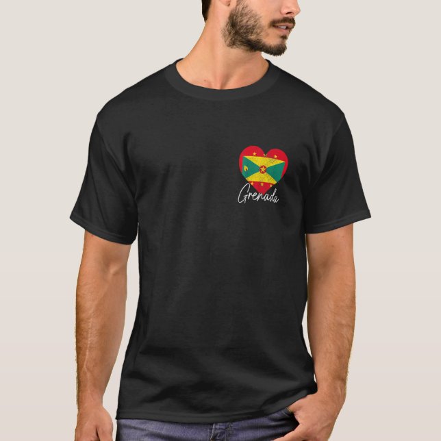 Grenada Heart Grenadian Flag Pride Caribbean T-Shirt (Front)