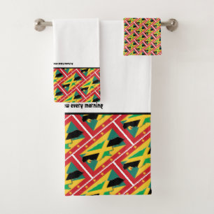 GRENADA JAMAICA FLAG Customised Scripture WHITE Bath Towel Set