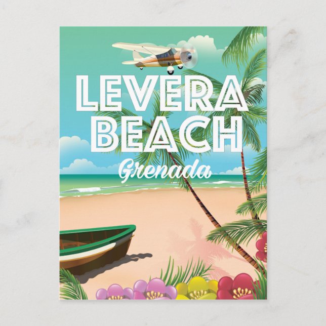 Grenada levera beach Travel Poster Postcard (Front)