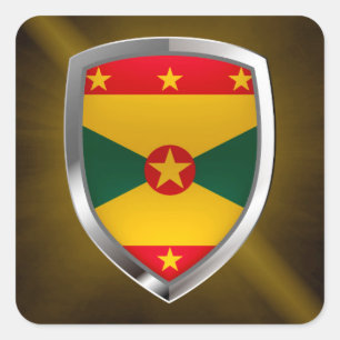 Grenada Mettalic Emblem Square Sticker