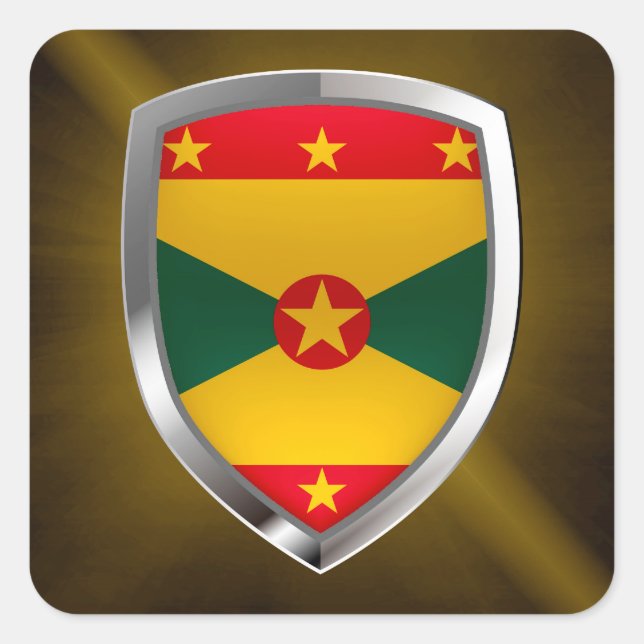 Grenada Mettalic Emblem Square Sticker (Front)