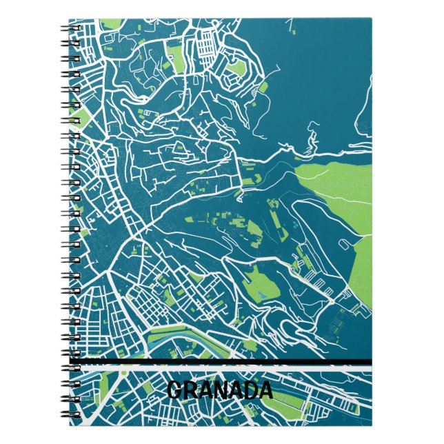 Grenada Minimalist Map - Blue-Green Notebook (Front)