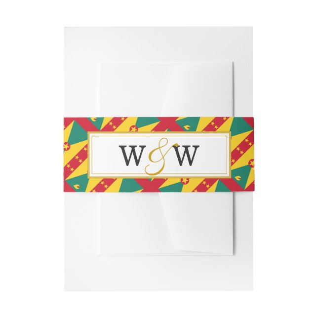 GRENADA Monogram Wedding Celebration Invitation Belly Band (Front Example)