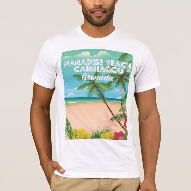 Grenada paradise beach carriacou Travel Poster T-Shirt (Front)