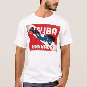 Grenada Scuba Diver - Blue Retro T-Shirt