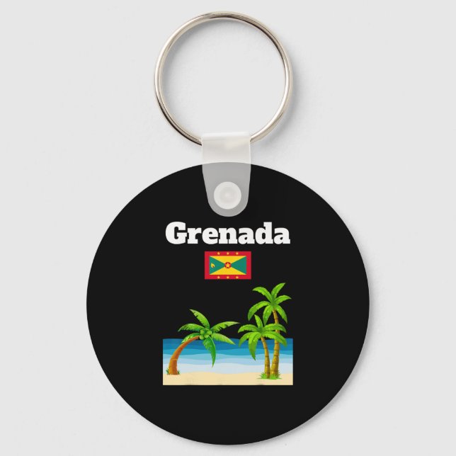 Grenada Travel Souvenir Grenadian Flag Vacation  Key Ring (Front)