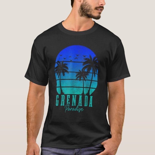 Grenada Vintage Surfer Caribbean Grenadian T-Shirt (Front)