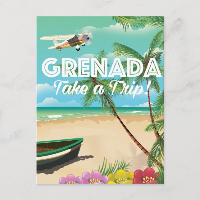 Grenada Vintage Vacation Travel Poster Postcard (Front)