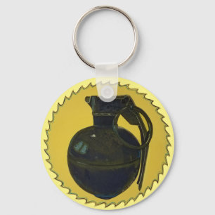 Grenade in Green on Yellow Key Ring