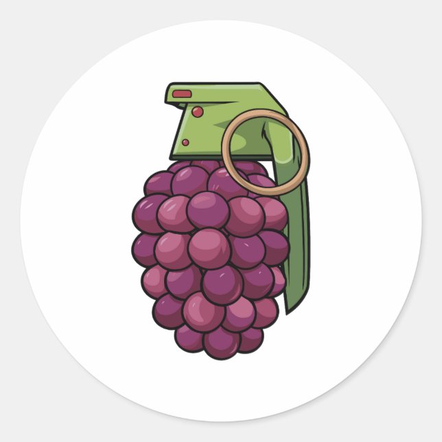 Grenade made of grapes classic round sticker (Front)