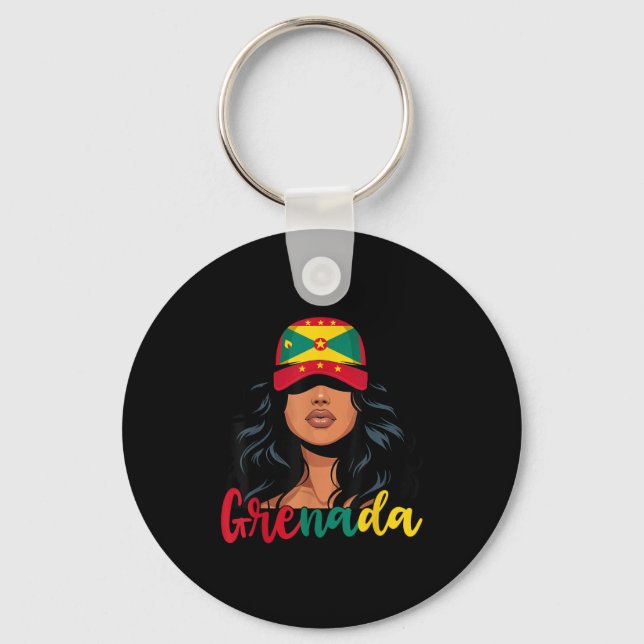 Grenadian Girl Grenada Flag Proud Grenadian Women  Key Ring (Front)