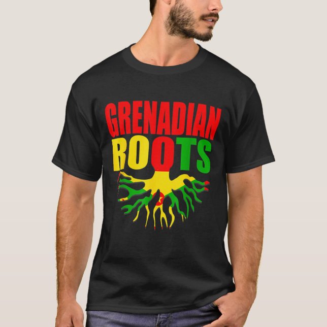 Grenadian Roots Grenada Pride Flag T-Shirt (Front)
