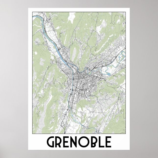Grenoble France map Poster (Front)