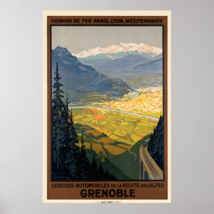 Grenoble France Vintage Travel Poster Print