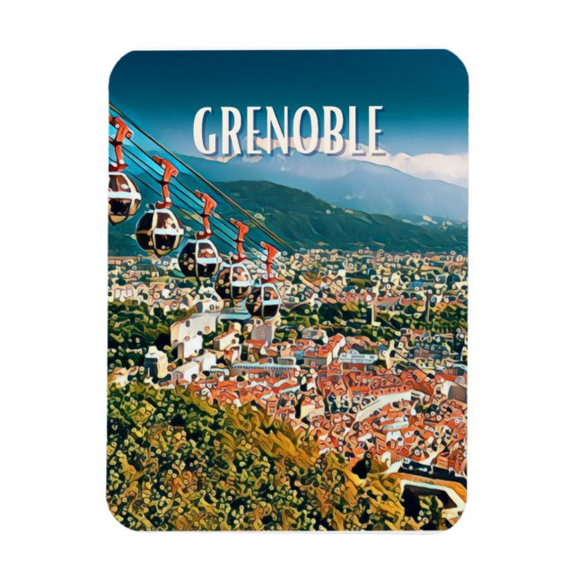 Grenoble Photo Vintage  Magnet (Vertical)