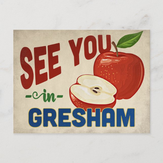 Gresham Oregon Apple - Vintage Travel Postcard (Front)