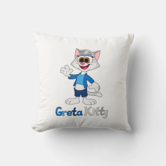 Greta Kitty Throw Pillow