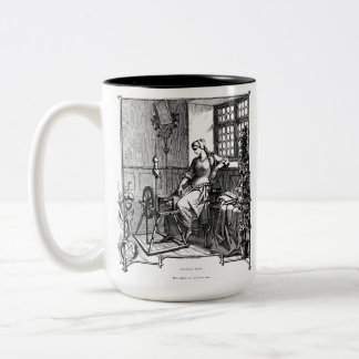 Gretchen at her Spinning Wheel Alone 1850 Two-Tone Coffee Mug