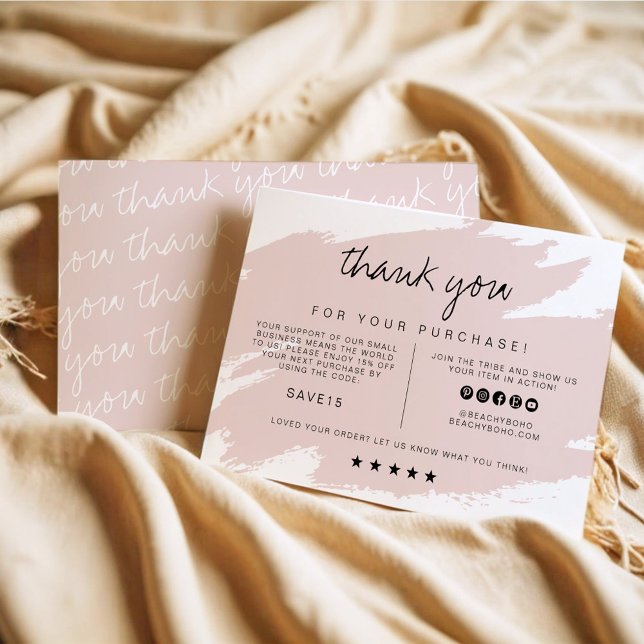 GRETCHEN | Blush Smudge Small Business Thank You Invitation (Creator Uploaded)