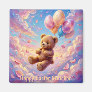 GRETCHEN ~ Happy Easter ~ Floating teddy bear ~ Magnet