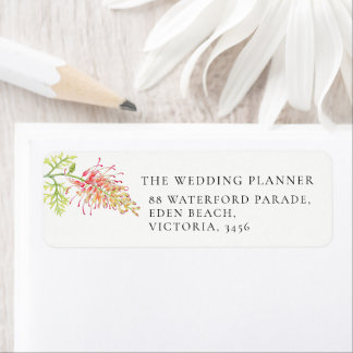 Grevillea botanical watercolor wedding reply return address label