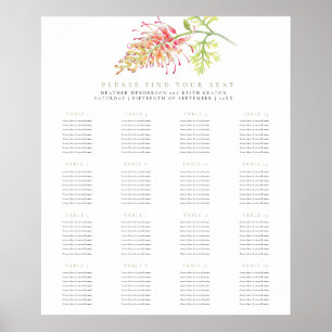 Grevillea floral green wedding 16 tables plan poster