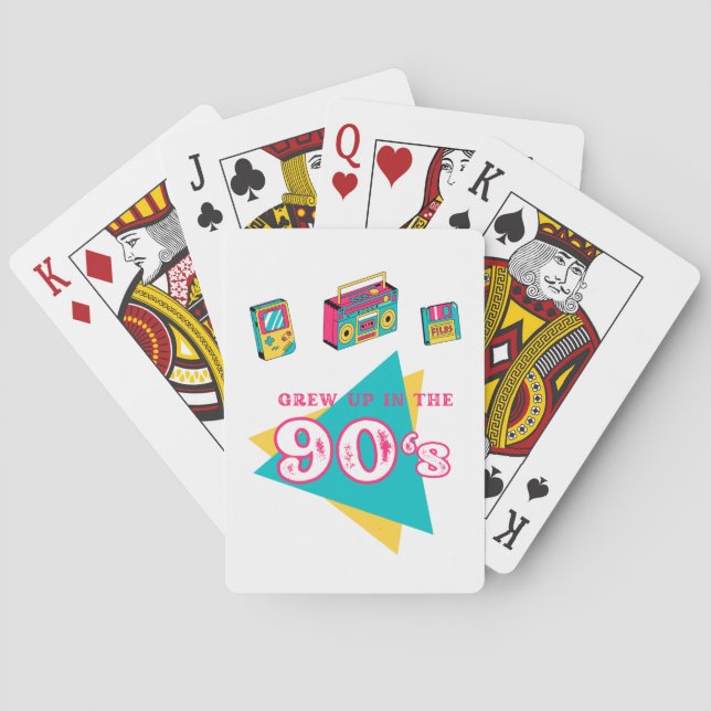 "Grew up in the 90's" retro graphic  Playing Cards (Back)
