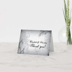 Grey 25th silver wedding anniversary Thank You Card