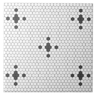 Grey 4-pointed star Faux Penny Tile Hexagon Tile
