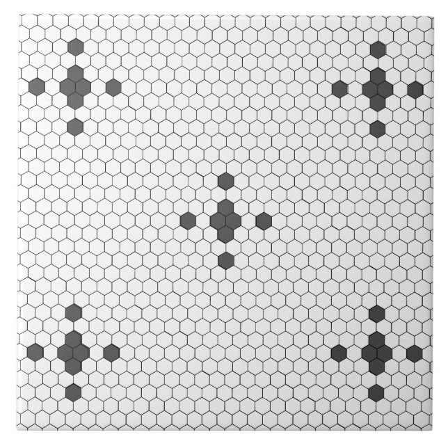 Grey 4-pointed star Faux Penny Tile Hexagon Tile (Front)
