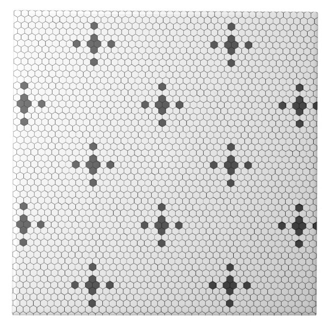 Grey 4-pointed star Faux Penny Tile Hexagon Tile (Front)
