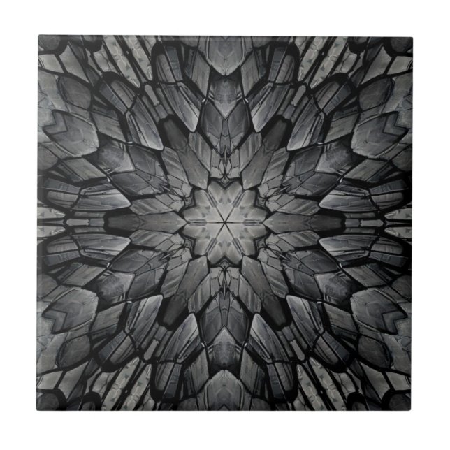 Grey 6 pointed star geometric stone mosaic  ceramic tile (Front)