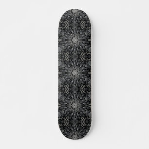 Grey 6 pointed star geometric stone mosaic skateboard