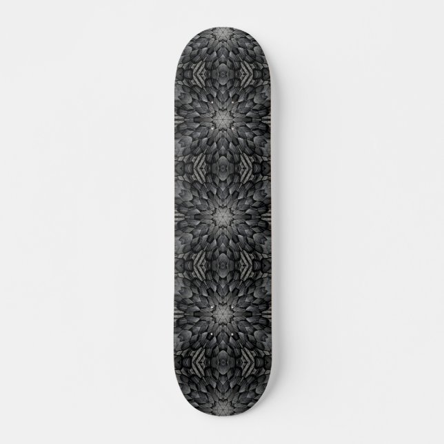 Grey 6 pointed star geometric stone mosaic skateboard (Front)