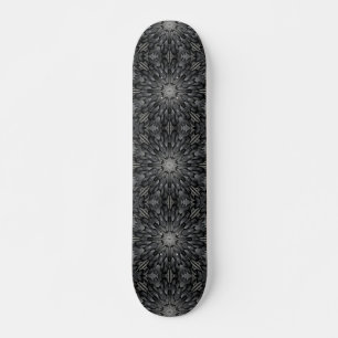 Grey 8 pointed star geometric stone mosaic skateboard
