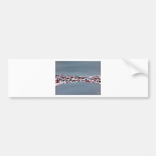 Grey abstract art red and black bumper sticker (Front)